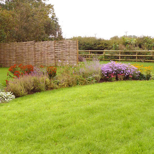 Contemporary Country Garden Wattle hurdle fence