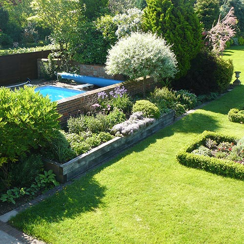 French style Garden Raised bed built using oak sleepers