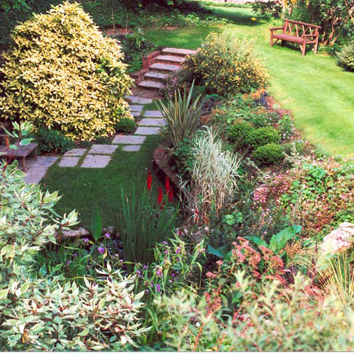 Rockery with stream and pool