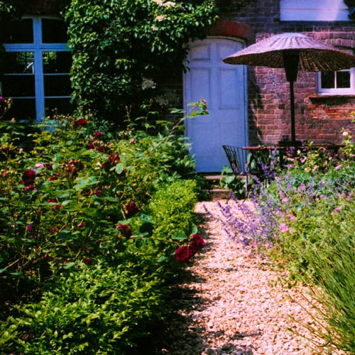 Rose and herb garden for historic character building Hertfordhire